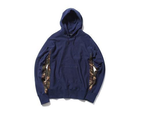 SOPHNET CAMOUFLAGE PANEL PULLOVER HOODY - Navy