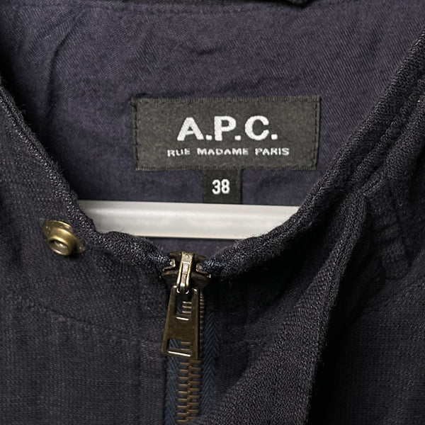 APC full zip hooded jacket coat navy size 38 深藍色夾棉拉鏈有帽長䄛