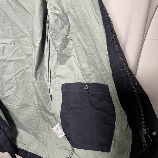 Aigle full zip cotton coat jacket navy size S 深藍色拉鏈夾棉有帽外套