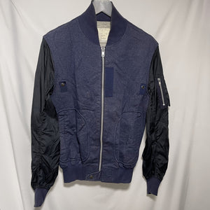 Sacai MA-1 bomber Style full zip Jacket coat size 1 navy 深藍色軍䄛款拉鏈外套