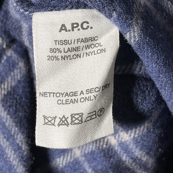 APC wool flannel shirt blue grey checkered size L 藍灰格仔法蘭絨恤衫