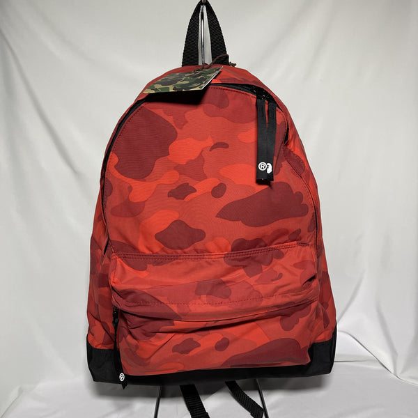 Bape red camo medium backpack daypack 猿人紅色迷彩尼龍背囊