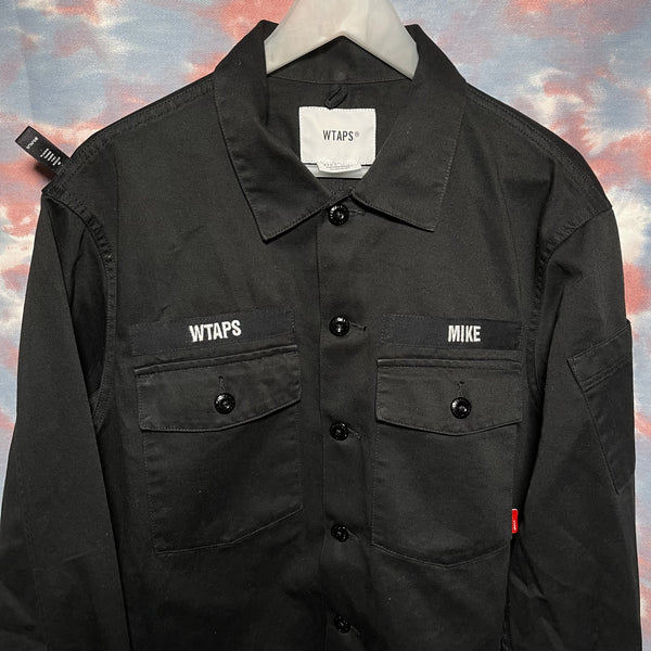 Wtaps BUDS LS 01 SHIRT SIZE M BLACK 17AW 172WVDT-SHM01 黑色兩袋厚布恤衫