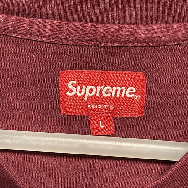 Supreme Pocket Tee wine red embroiderated logo size L 酒紅色繡字口袋tee