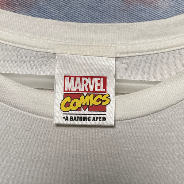 Bape milo x marvel Avengers hulk logo tee white size L 猿人白色hulk