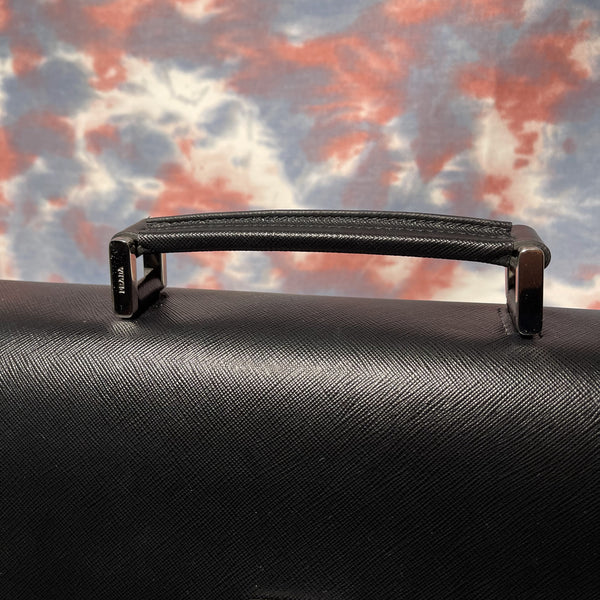 Prada Black Saffiano cuir Leather Briefcase 黑色牛皮公事包