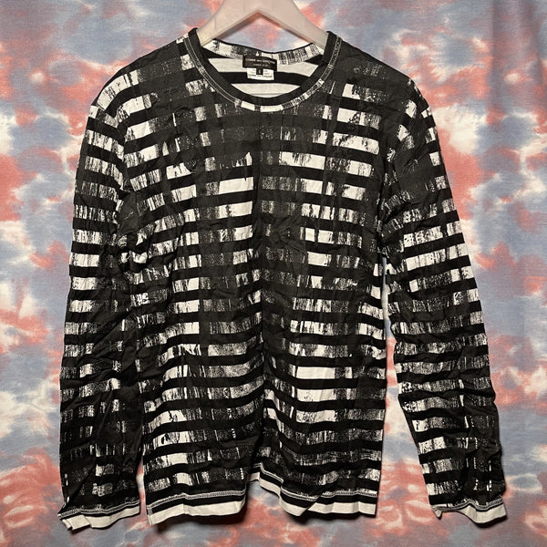 Comme des Garcons Homme plus black stripes long sleeve tee size S CDG黑色橫間印花長袖tee CDGH