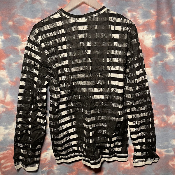 Comme des Garcons Homme plus black stripes long sleeve tee size S CDG黑色橫間印花長袖tee CDGH