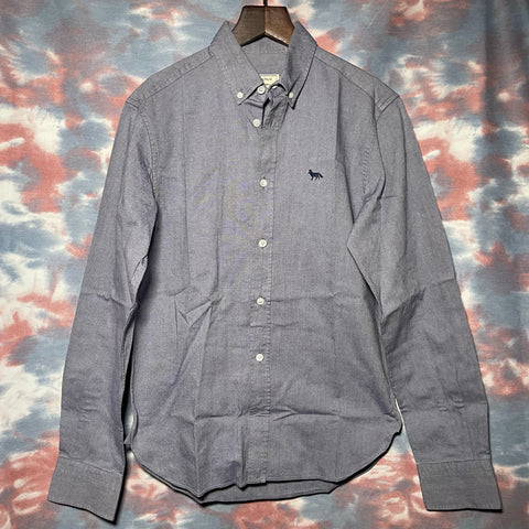 Maison Kitsune Long sleeve oxford button down shirt fox logo size 37 藍色狐狸繡花恤衫