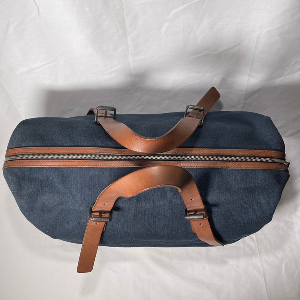 Bottega Veneta Canvas Duffle Bag with Leather Straps - Navy 深藍色BV帆布真皮手抽袋