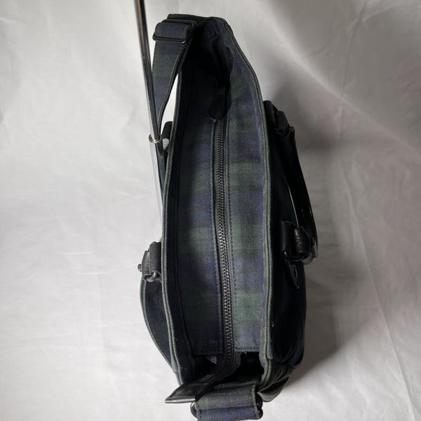 Porter 2way Shoulder / Tote Bag - Blue and green tartan plaid 綠色格仔兩用側揹手抽袋