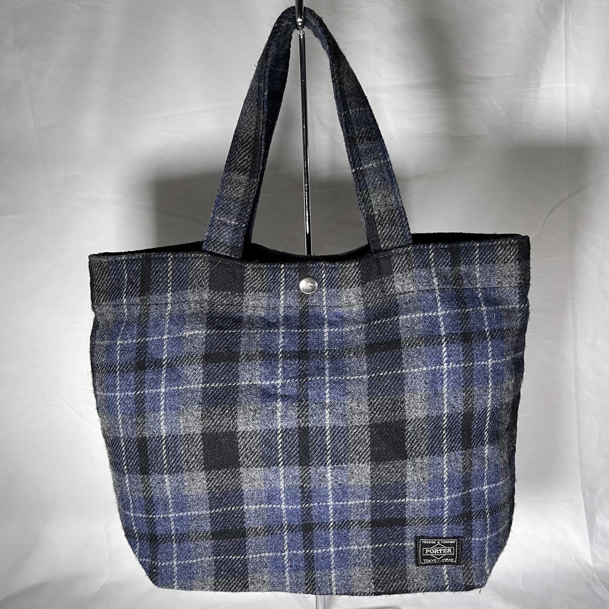 Head Porter Tote Bag - Blue/Grey Checked Pattern 藍灰色格仔布製tote bag