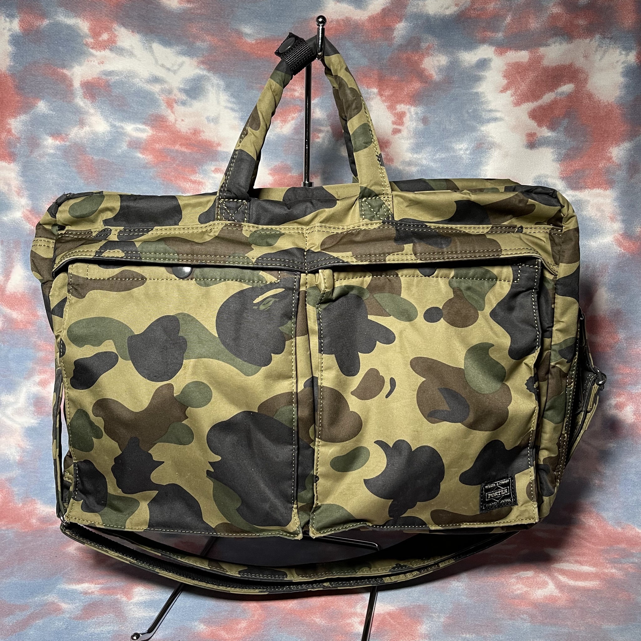 Bape x Porter 1st camo Tanker 3way Briefcase / Bag / Backpack - Green camo 猿人綠迷彩Tanker三用袋 (手提/斜揹/背囊)