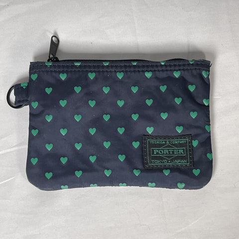 Head Porter Zip Pouch - Navy 深藍色綠色心心monogram拉鏈小物袋