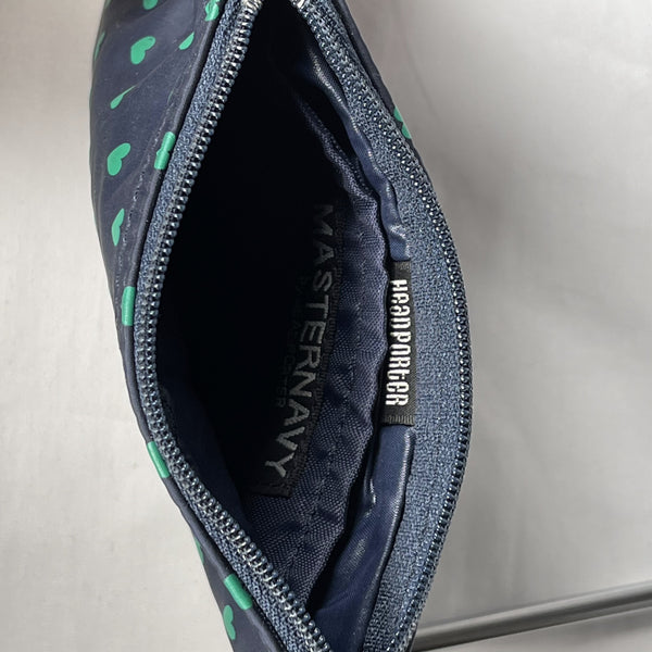 Head Porter Zip Pouch - Navy 深藍色綠色心心monogram拉鏈小物袋