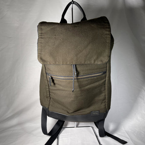 Porter Backpack - Olive Green 軍綠色布料皮革底背囊