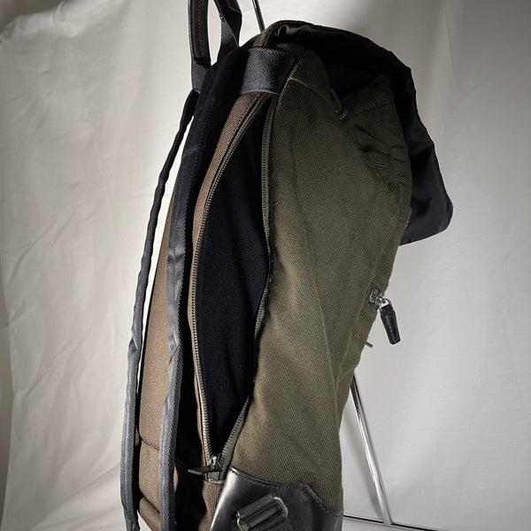 Porter Backpack - Olive Green 軍綠色布料皮革底背囊