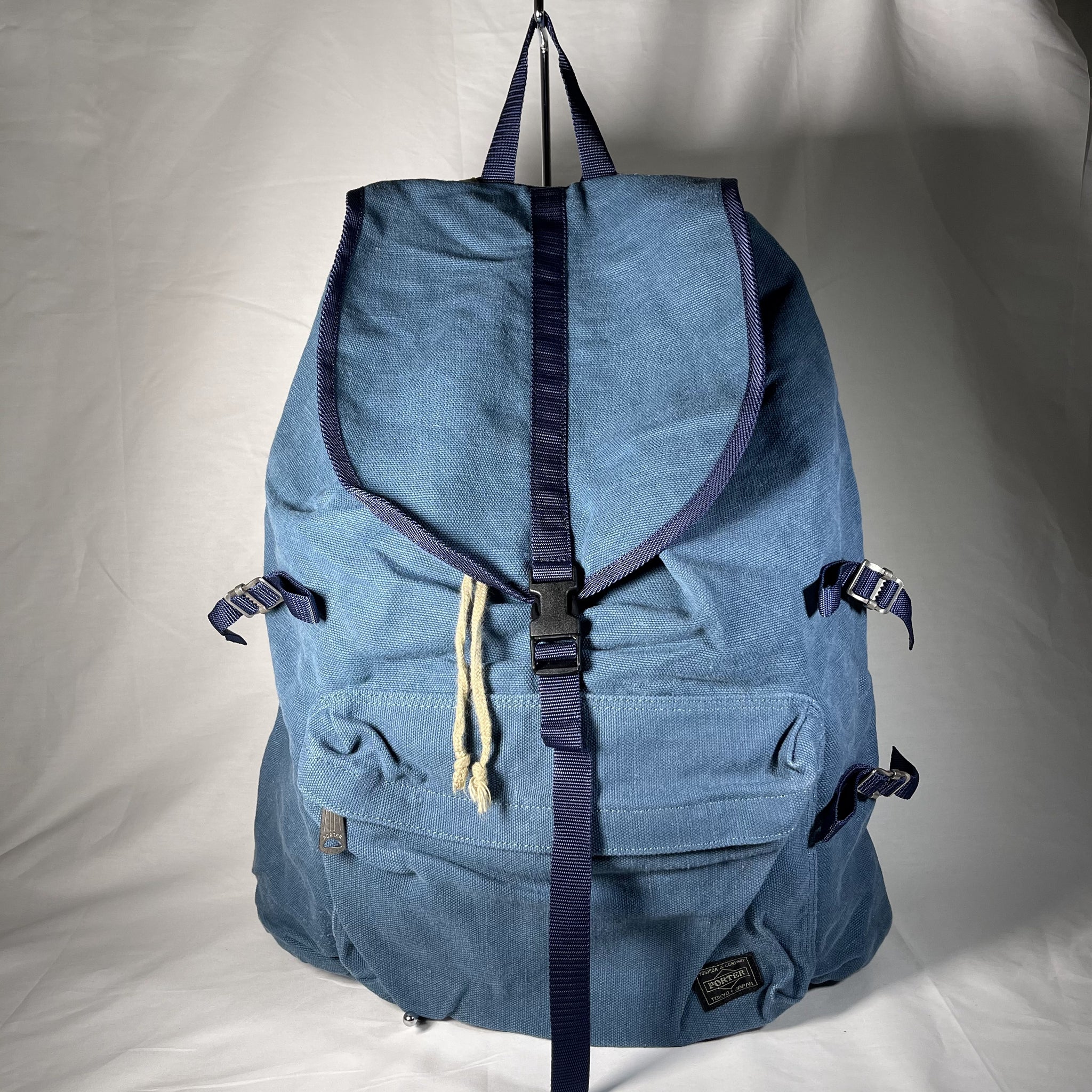 Porter x b印 Fennica Fabric Drawsting Backpack - Blue 藍色布製索繩背囊