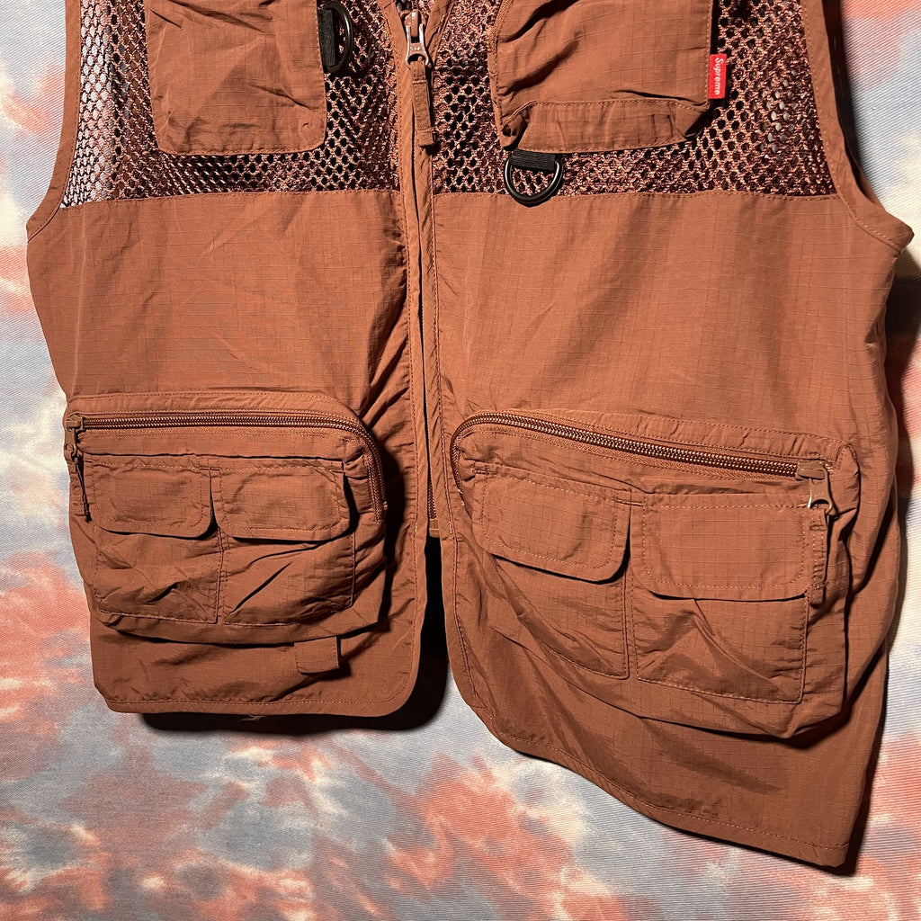 Supreme mesh cargo vest dark rose size M ss18 棗紅色網面多袋背心 ...