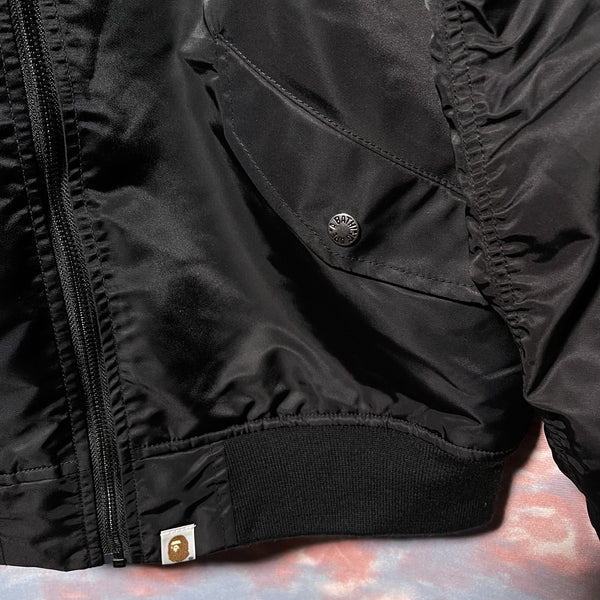Bape military jacket PONR MA-1 black shark tiger size S 黑色鯊魚老虎短軍䄛