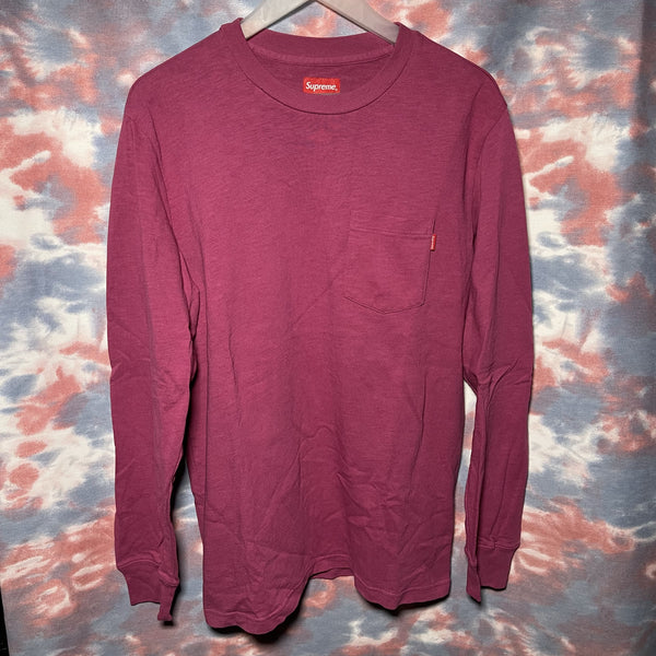 Supreme pocket tee long sleeve size M magenta pkt tee 紫紅色口袋長袖tee