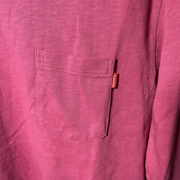 Supreme pocket tee long sleeve size M magenta pkt tee 紫紅色口袋長袖tee