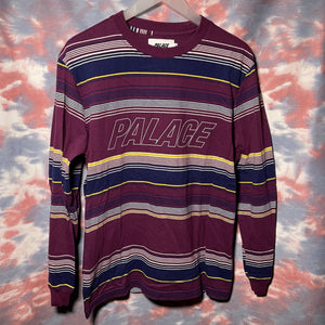Palace Skateboards Purple stripes tee logo crewneck size S 紫色橫間條子logo tee