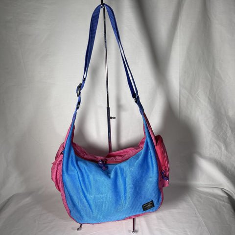 HeadPorter Packable Shoulder Bag - Blue Red 藍紅色網面可收藏斜揹袋