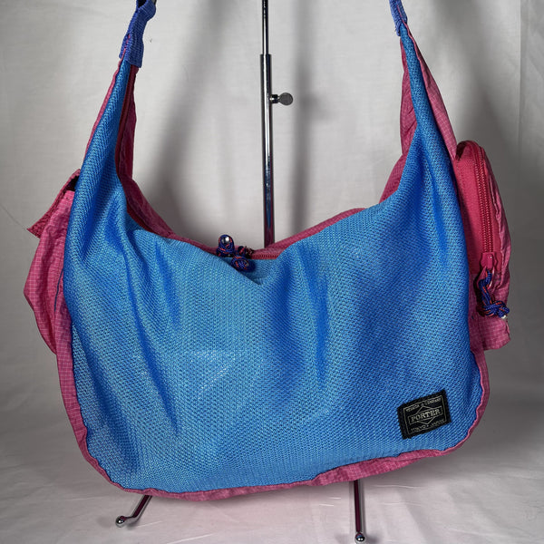 HeadPorter Packable Shoulder Bag - Blue Red 藍紅色網面可收藏斜揹袋