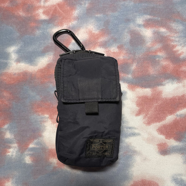 Porter Pouch Case with hook- Black 黑色尼龍小物袋連掛鉤