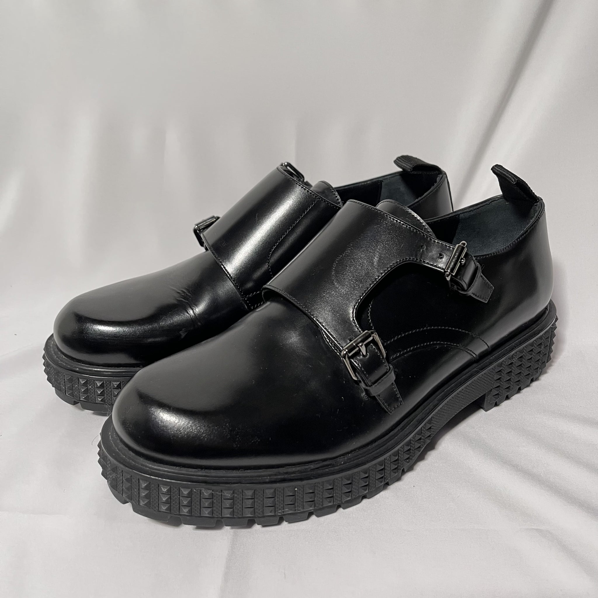 Valentino Garavani Black Double Monk Strap Creeper Eur 40 25.6cm