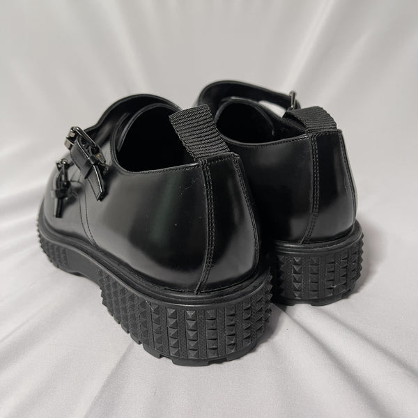 Valentino Garavani Black Double Monk Strap Creeper Eur 40 25.6cm