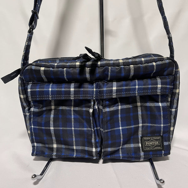 Head Porter Highland Shoulder Bag Small - Blue 藍色格仔尼龍斜揹袋/側揹袋(細)
