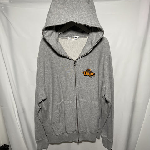 Bape milo parka zipup jacket hoodie grey size M 猿人灰色拉鏈外套