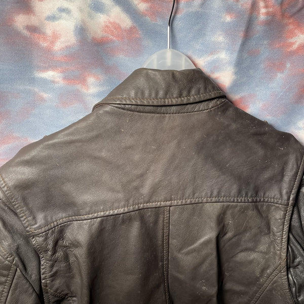 Zara Dark Brown mocha Zipup Leather Jacket 深啡色挺身拉鏈皮䄛
