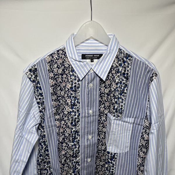 Comme des Garcons Homme Deux Shirt Patchwork size M CDG淺藍色條子拼布恤衫