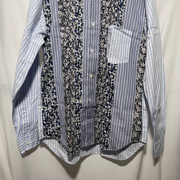 Comme des Garcons Homme Deux Shirt Patchwork size M CDG淺藍色條子拼布恤衫