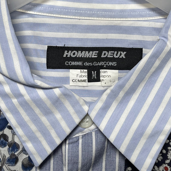 Comme des Garcons Homme Deux Shirt Patchwork size M CDG淺藍色條子拼布恤衫