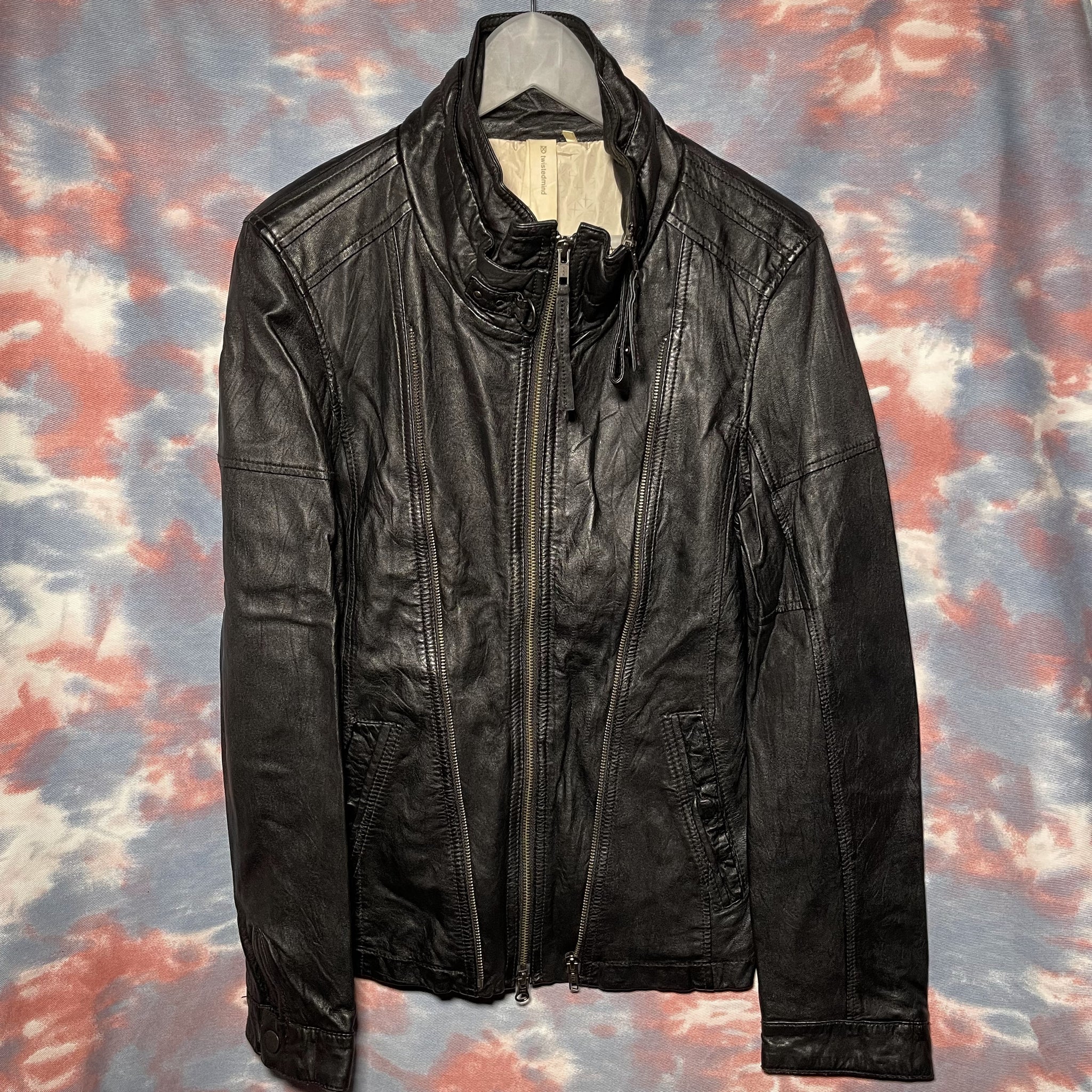 Twistedmind Biker Black Leather Jacket zipup 黑色biker羊皮拉鏈皮䄛