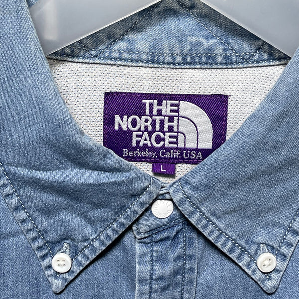 The north face purple label washed Denim Shirt size L TNF 紫標 洗水牛仔恤衫