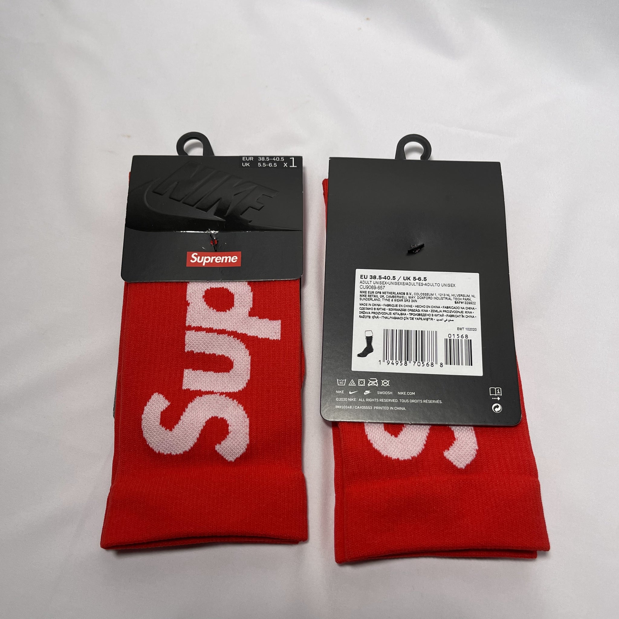 全新 Supreme x Nike Lightweight crew socks red US 6Y-7.5Y eur 38.5-40.5 紅色supreme x nike短襪