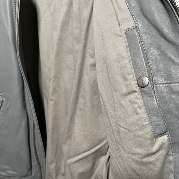 Diesel Lambskin Leather Jacket size M 灰色羊皮拉鏈皮䄛外套