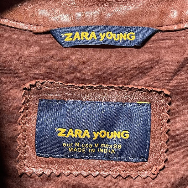 Zara Leather Jacket Brown Size M 啡色皮䄛外套皮