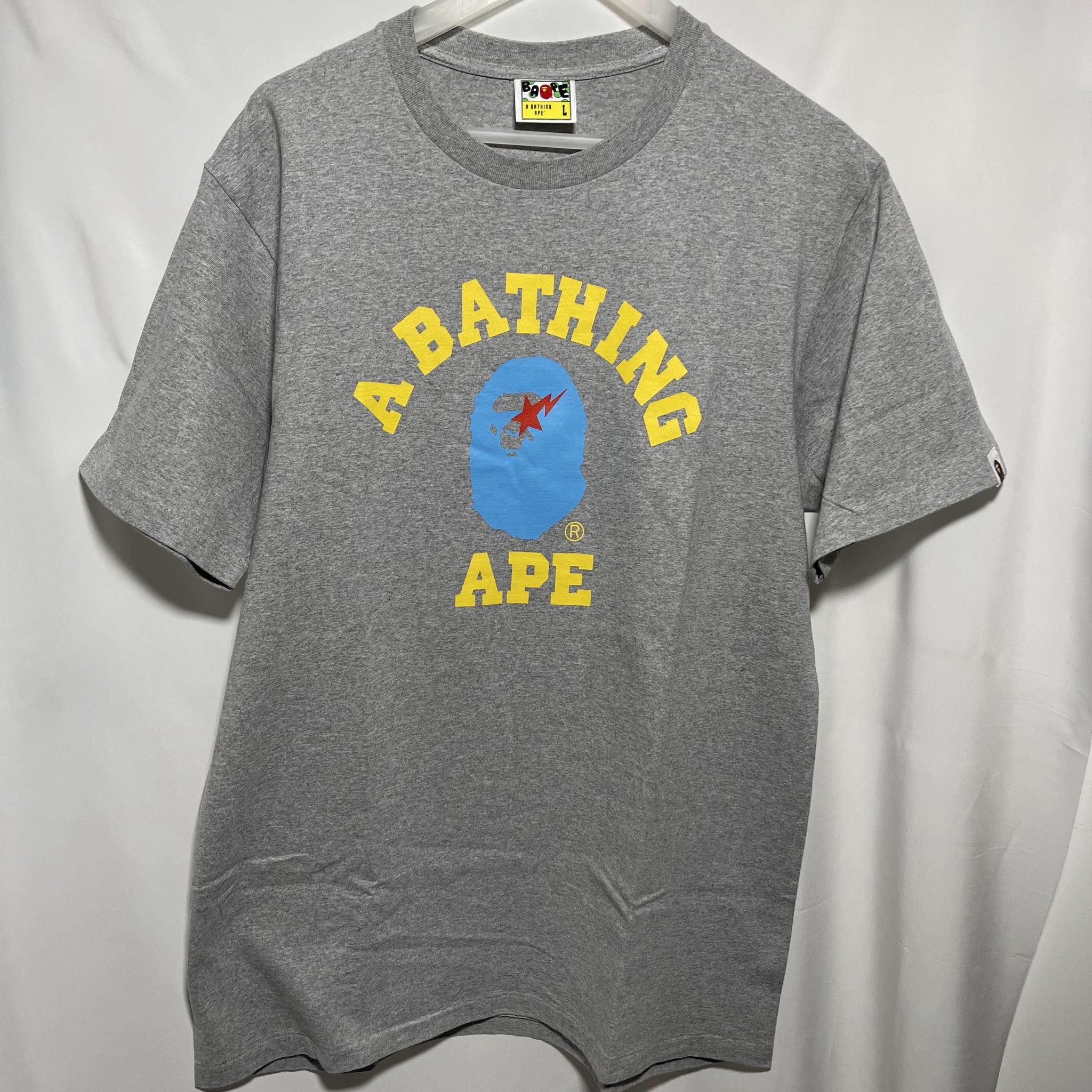 Bape logo tee grey size L 猿人灰色印花tee