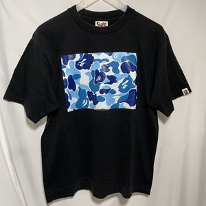 Bape ABC Blue camo box logo tee black size M 猿人黑色藍迷彩印花tee