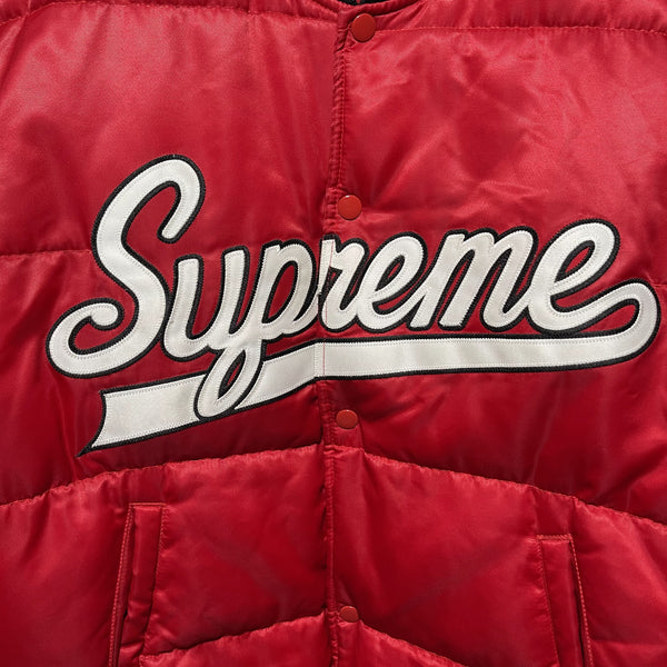 Supreme Script Varsity Puffy Jacket Size M FW16 紅色間棉棒球䄛