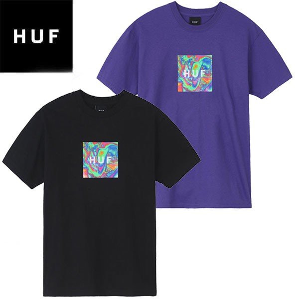 Huf Acid House Box Logo T-Shirt - Black / Purple