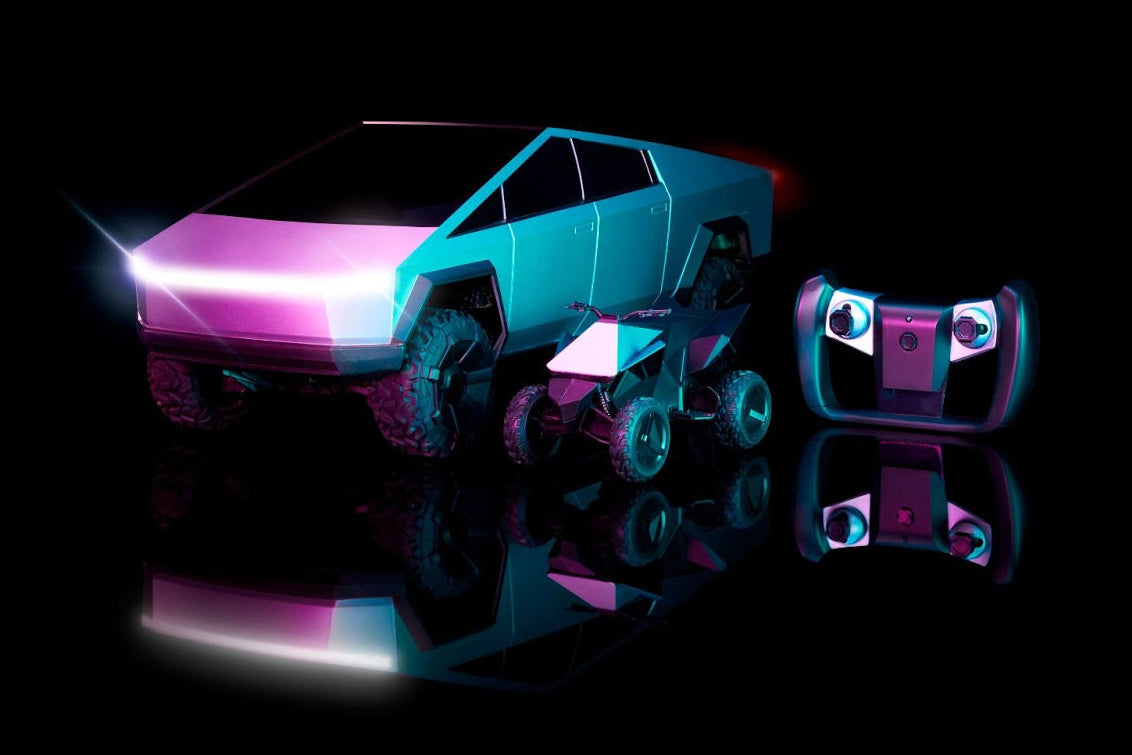 Hot wheels x Tesla Cybertruck 1:10 scale RC car with Cyberquad remote control Tesla 遙控車