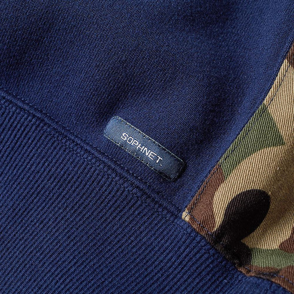 SOPHNET CAMOUFLAGE PANEL PULLOVER HOODY - Navy